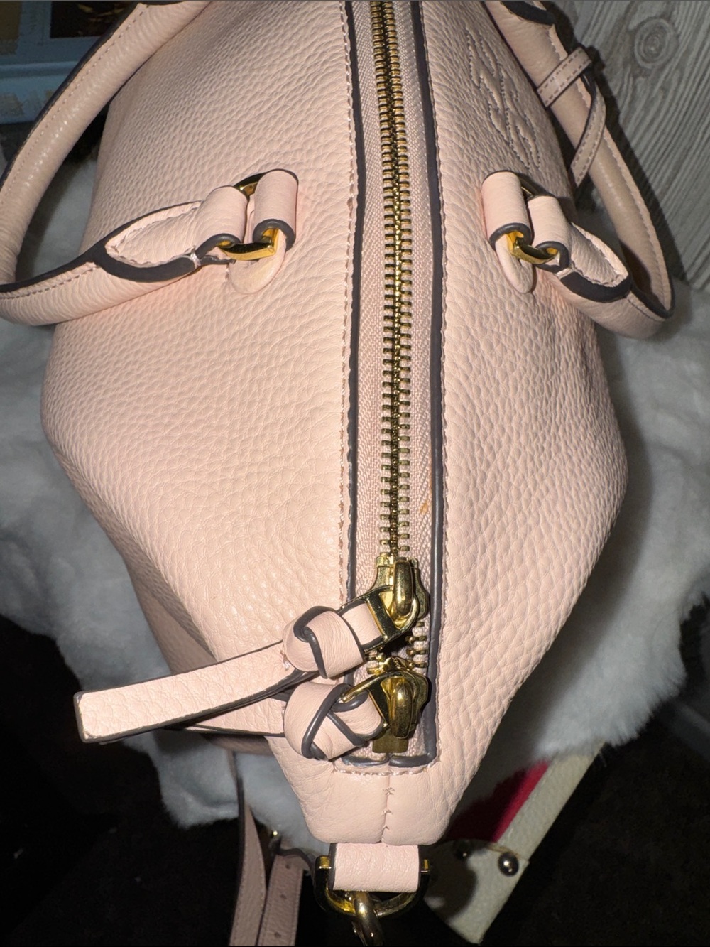 Tory Burch Thea Medium Pale Pink Pebbled Leather Satchel - Picture 10 of 13
